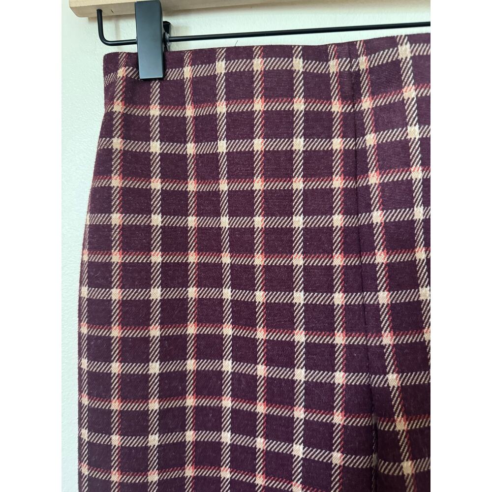 Ann Taylor Burgundy Plaid Ankle Pants XS Career Preppy - Picture 2 of 9